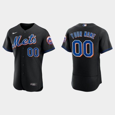 New York Mets Custom Men's Nike 2022 Authentic Alternate Stitched MLB Jersey Black